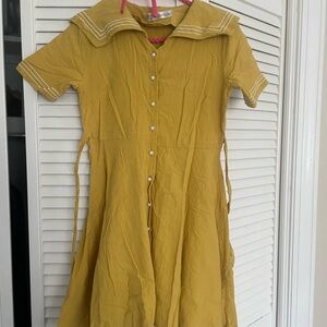 Unique Vintage Mustard Mini Dress
